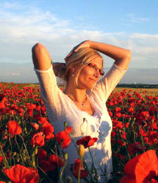 woman in flowers